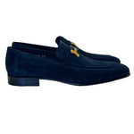 Corrente C02005-5760 H Buckle Suede Loafers Navy