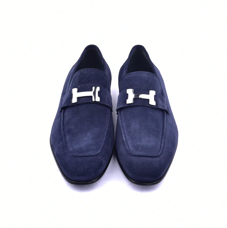 Corrente Buckle Suede Loafers Blue