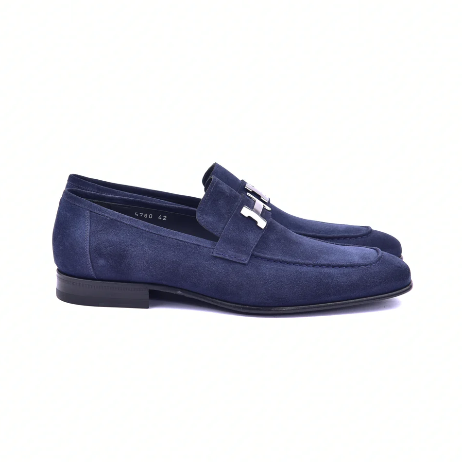 Corrente Buckle Suede Loafers Blue