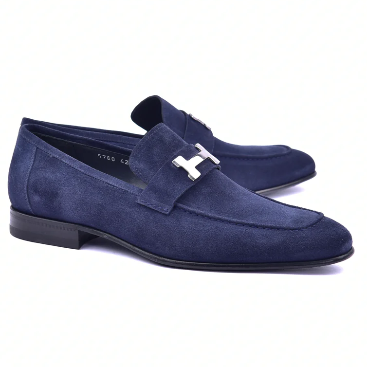 Corrente Buckle Suede Loafers Blue
