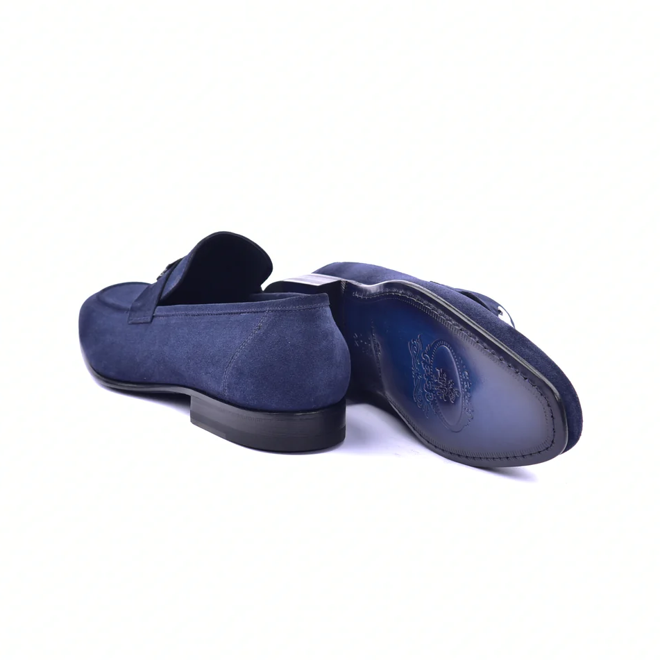 Corrente Buckle Suede Loafers Blue