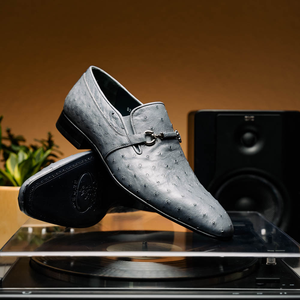 Corrente C0225-5776 Genuine Ostrich Loafers Grey