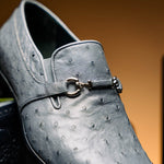 Corrente C0225-5776 Genuine Ostrich Loafers Grey