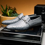 Corrente C0225-5776 Genuine Ostrich Loafers Grey