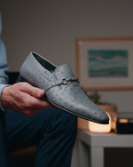 Corrente C0225-5776 Genuine Ostrich Loafers Grey