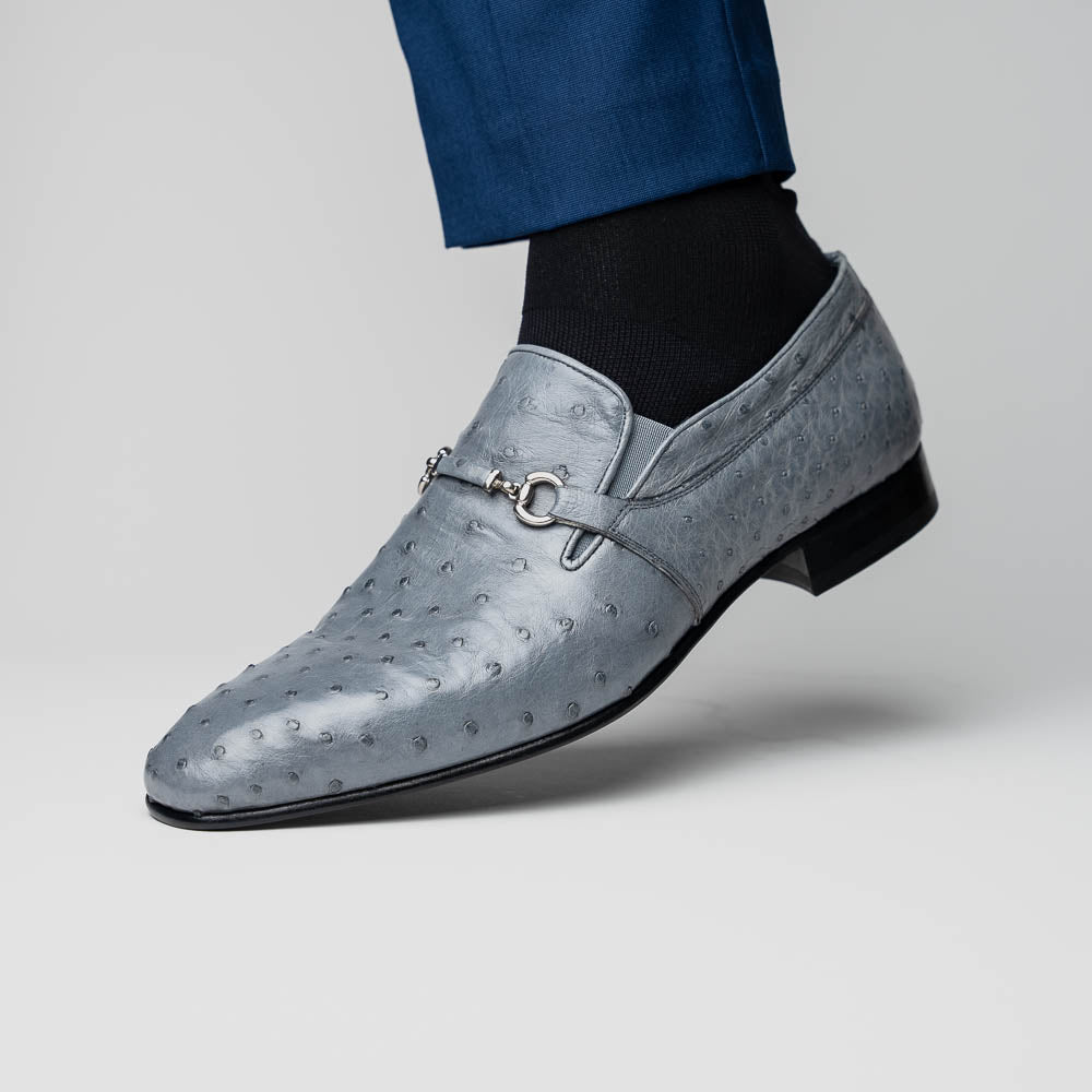 Corrente C0225-5776 Genuine Ostrich Loafers Grey