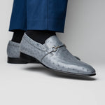 Corrente C0225-5776 Genuine Ostrich Loafers Grey