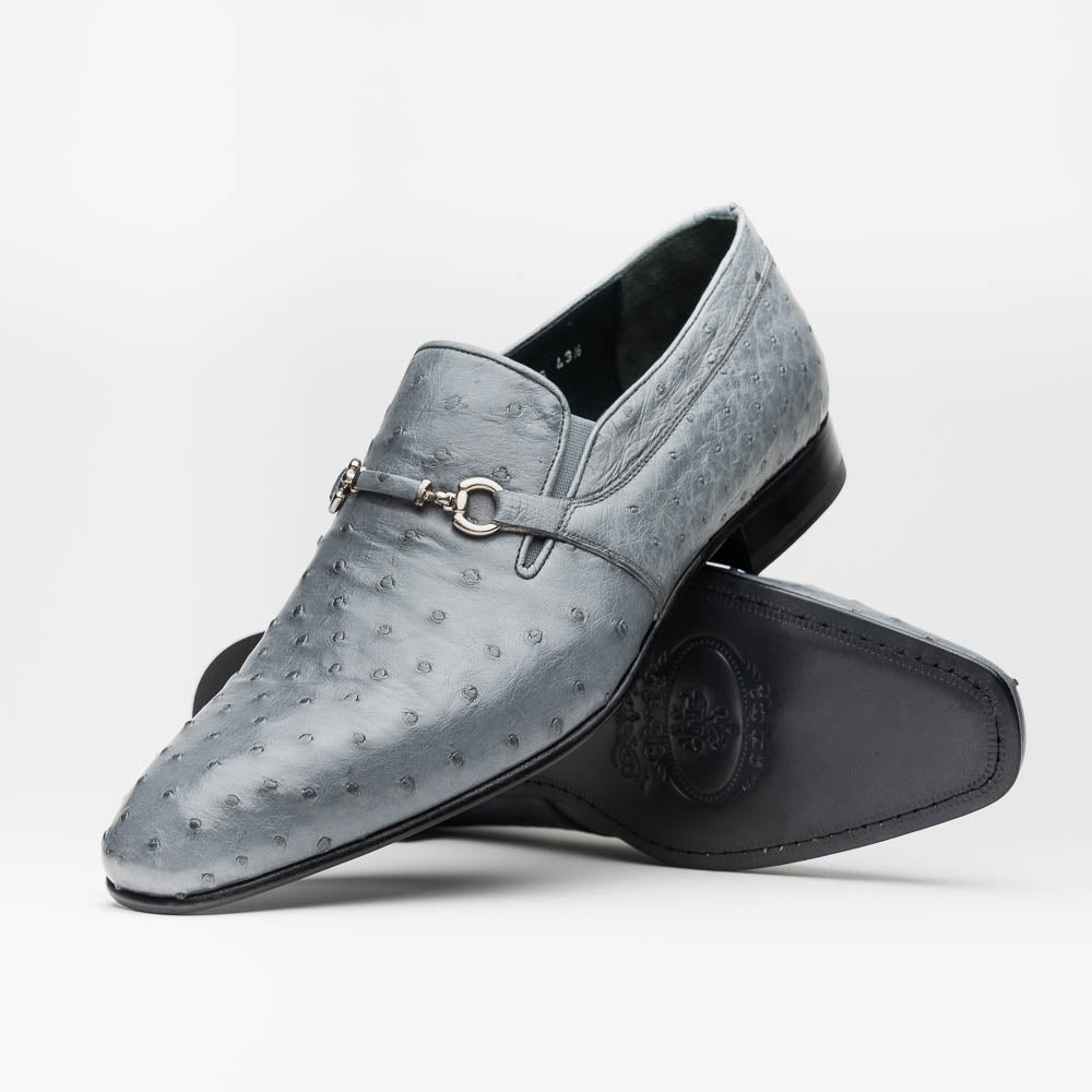 Corrente C0225-5776 Genuine Ostrich Loafers Grey