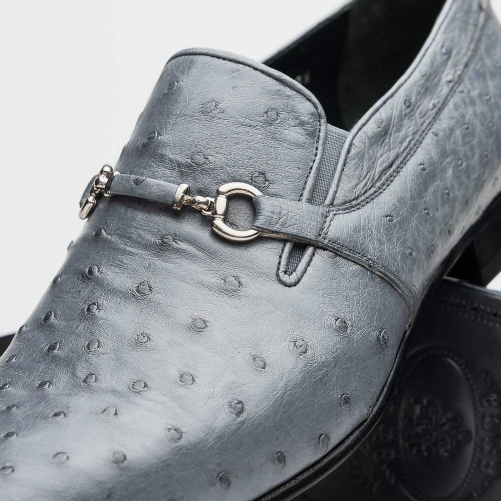 Corrente C0225-5776 Genuine Ostrich Loafers Grey