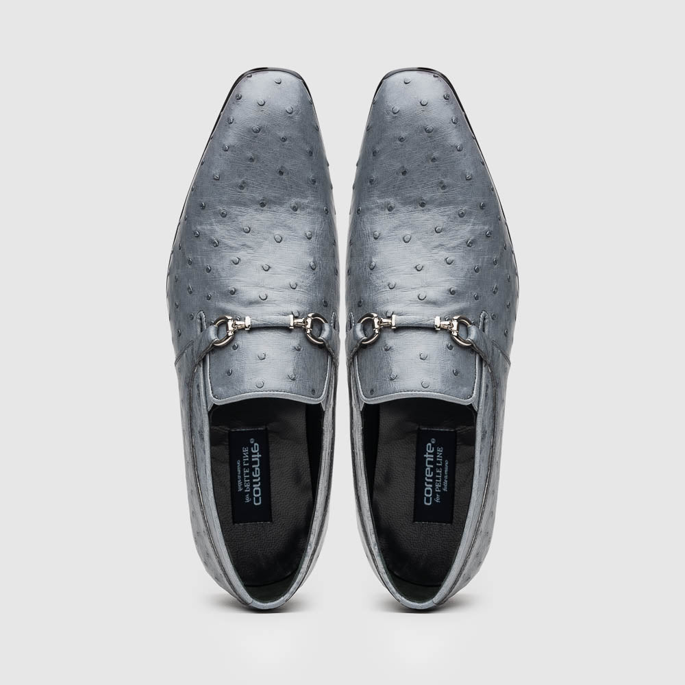 Corrente C0225-5776 Genuine Ostrich Loafers Grey