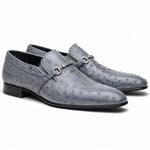 Corrente C0225-5776 Genuine Ostrich Loafers Grey