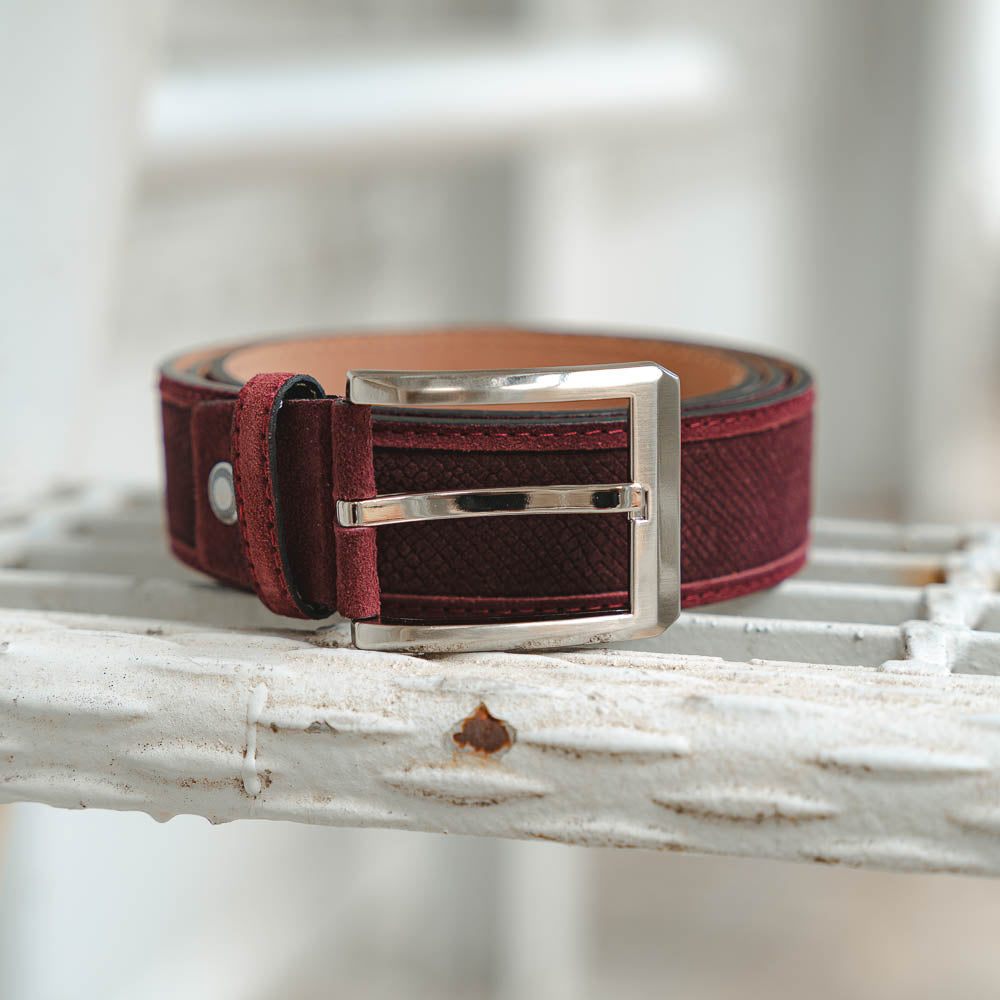 Corrente CBelt-5776 Design Suede Belt Burgundy