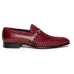 Corrente C023-5776 Buckle Woven Loafer Shoes Burgundy