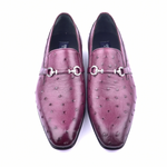 Corrente C0229-5776 Genuine Ostrich Buckle Loafer Burgundy