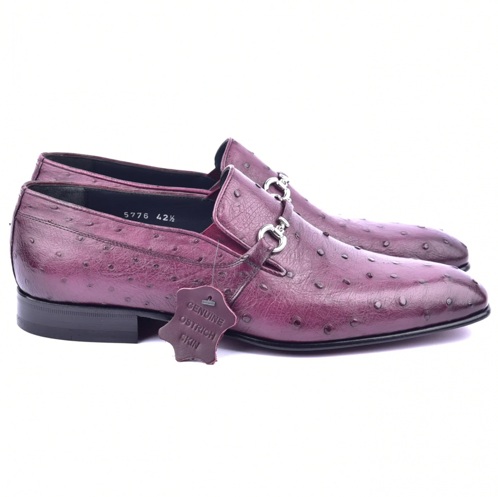Corrente C0229-5776 Genuine Ostrich Buckle Loafer Burgundy