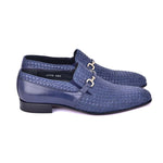 Corrente C0223-5776 Buckle Woven Loafer Shoes Navy