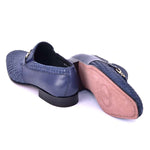 Corrente C0223-5776 Buckle Woven Loafer Shoes Navy