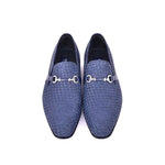 Corrente C0223-5776 Buckle Woven Loafer Shoes Navy