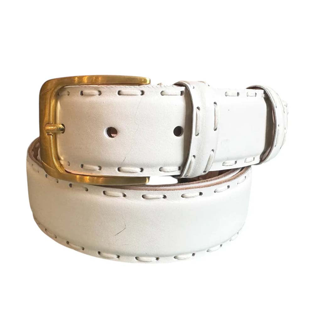 Corrente CBelt-5776 Smooth Leather Belt White