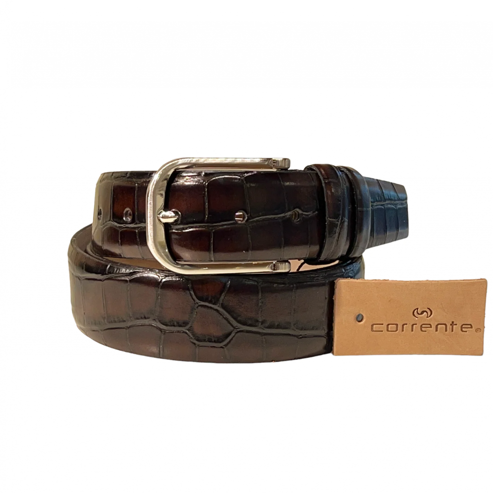 Corrente 5784 Croco Print Belt Brown