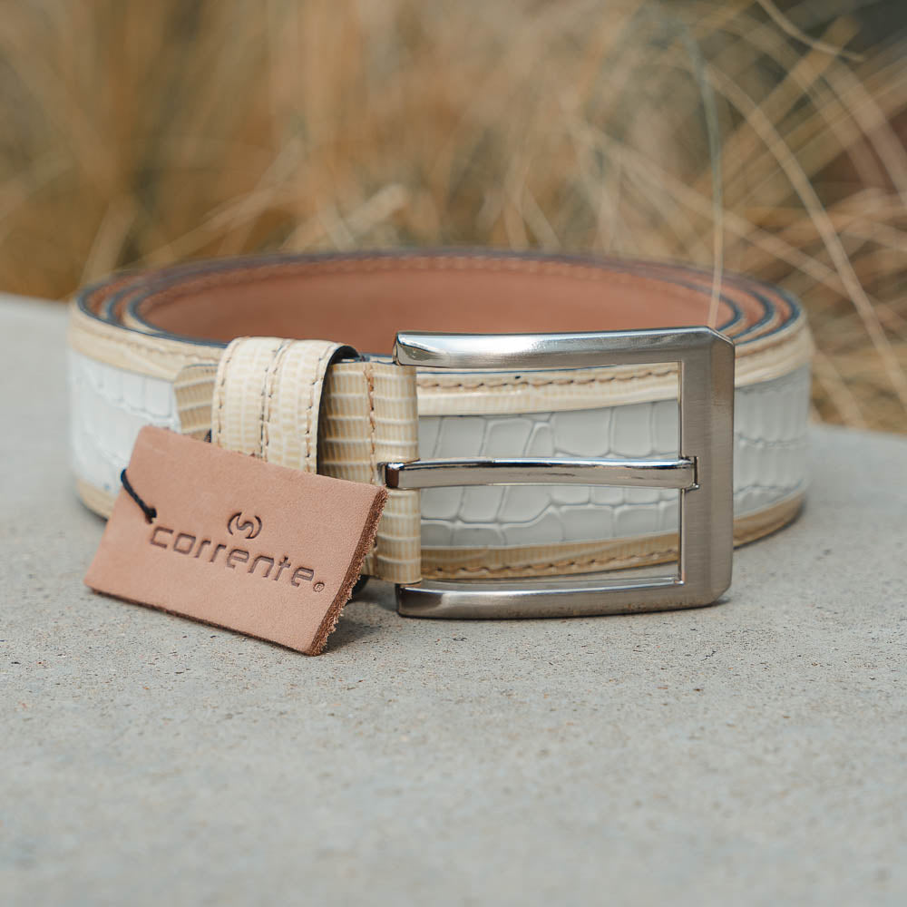 Corrente CBelt-5831 Design Leather Belt White