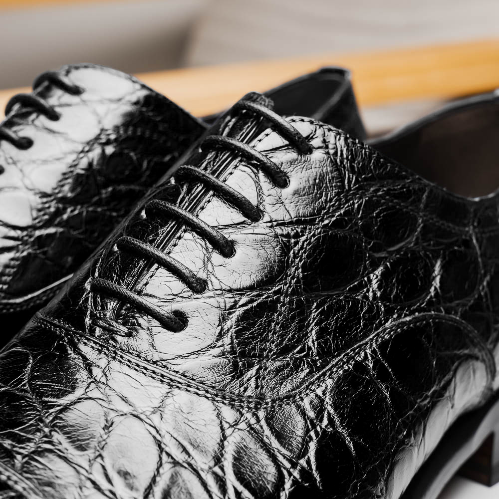 Caporicci 5950 Alligator Oxfords Black