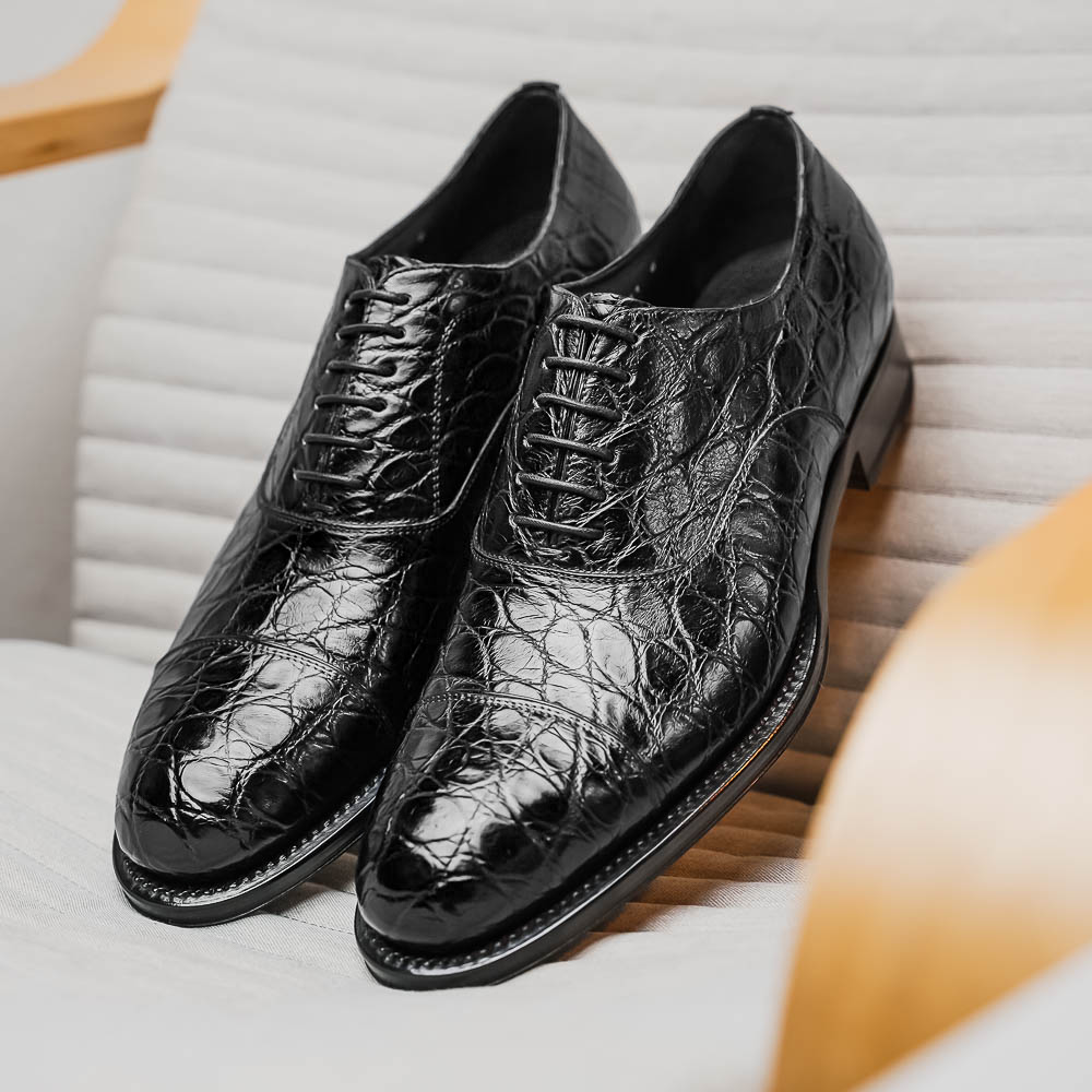 Caporicci 5950 Alligator Oxfords Black