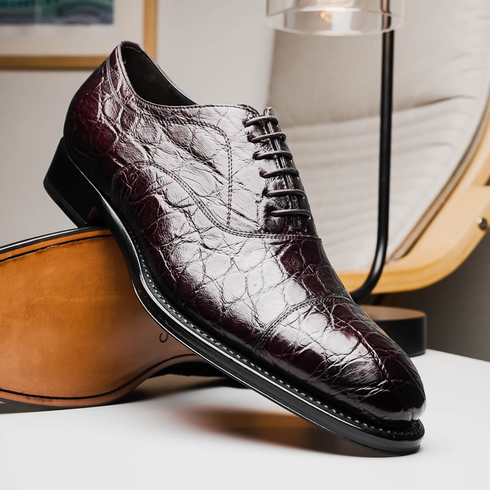 Caporicci 5950 Alligator Oxfords Burgundy