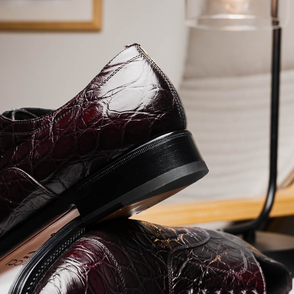 Caporicci 5950 Alligator Oxfords Burgundy