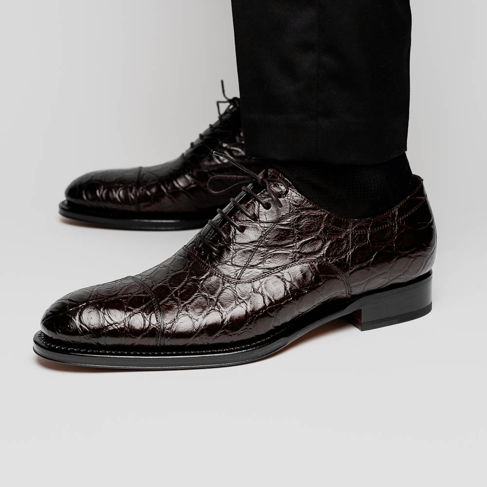 Caporicci 5950 Alligator Oxfords Brown