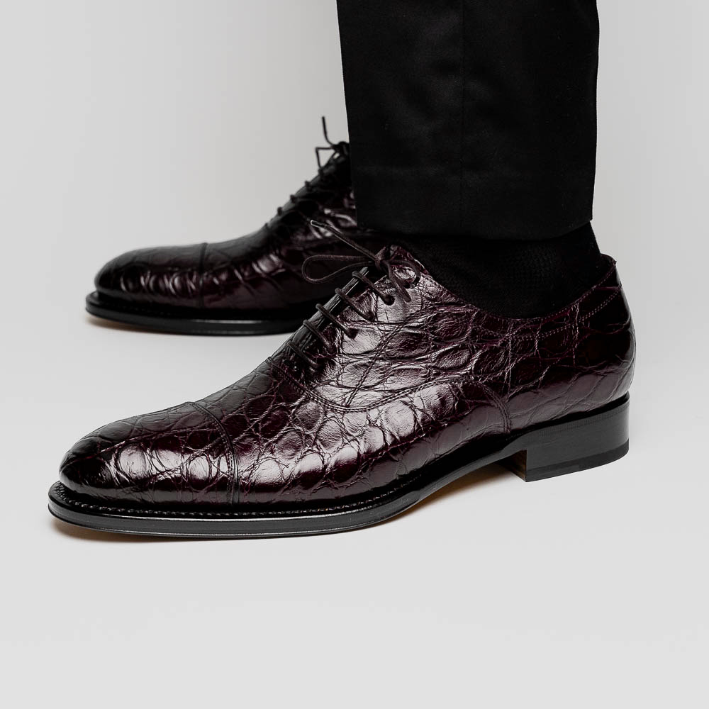 Caporicci 5950 Alligator Oxfords Burgundy