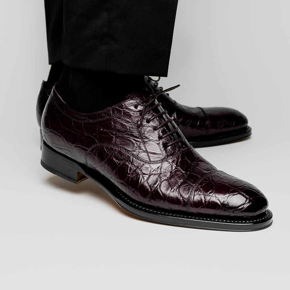 Caporicci 5950 Alligator Oxfords Burgundy