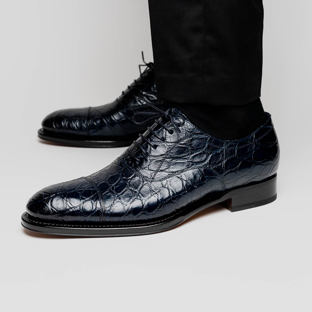 Caporicci 5950 Alligator Oxfords Navy