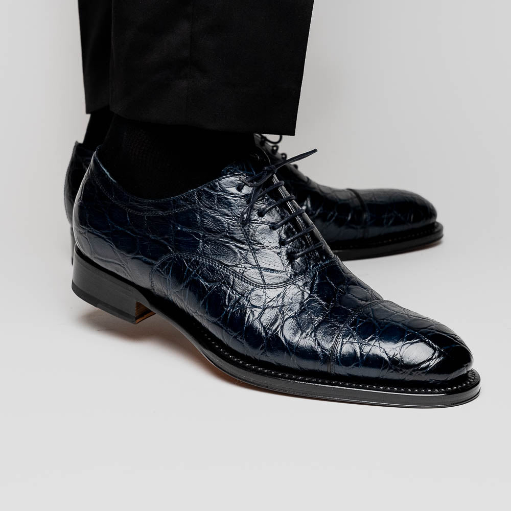 Caporicci 5950 Alligator Oxfords Navy