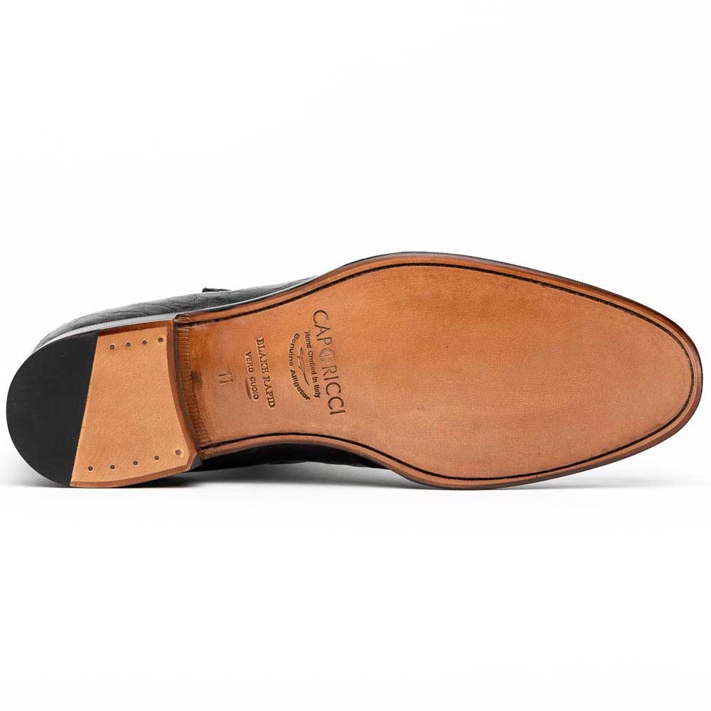 Caporicci 5951 Alligator Monk Strap Black