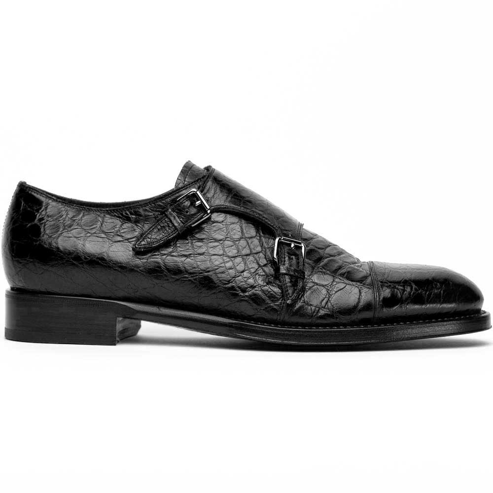 Caporicci 5951 Alligator Monk Strap Black