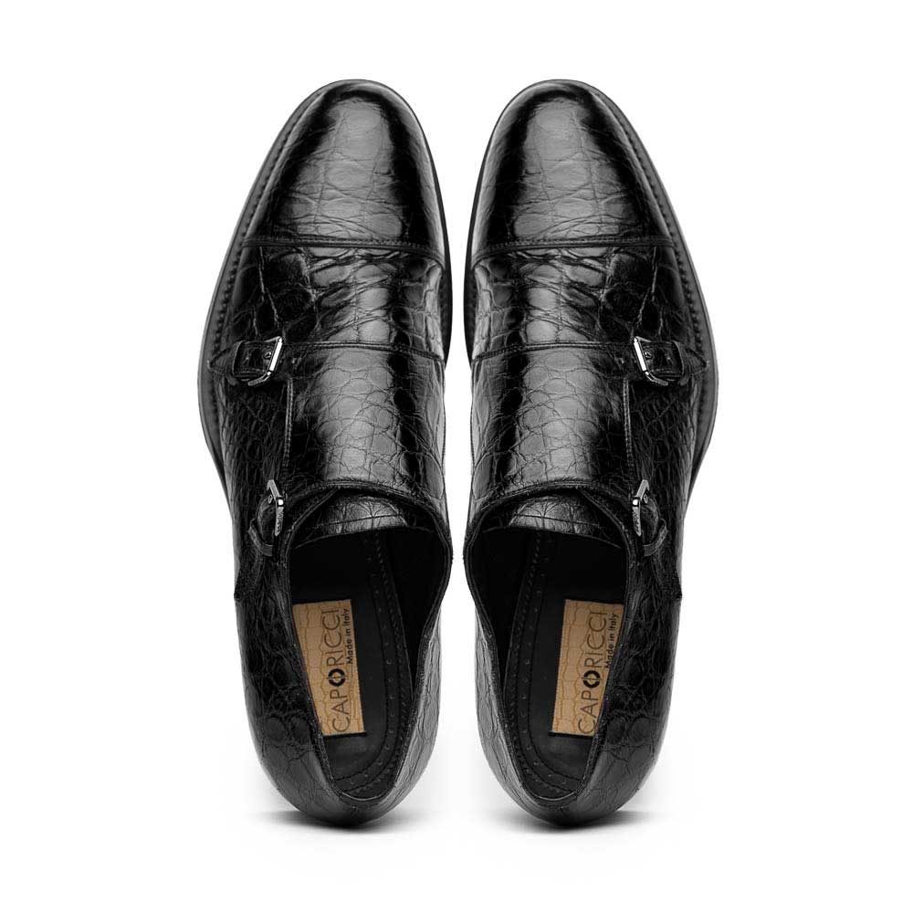 Caporicci 5951 Alligator Monk Strap Black