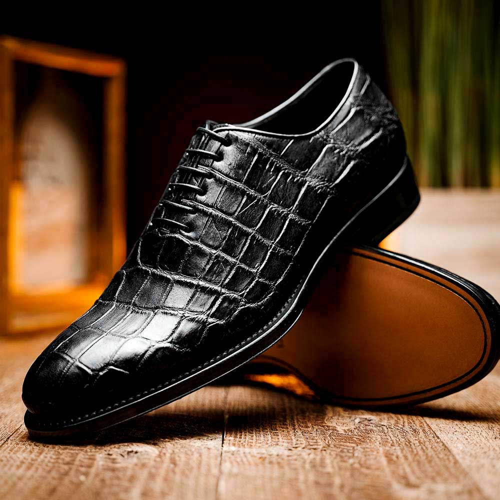 Caporicci 5952 Alligator Oxfords Black