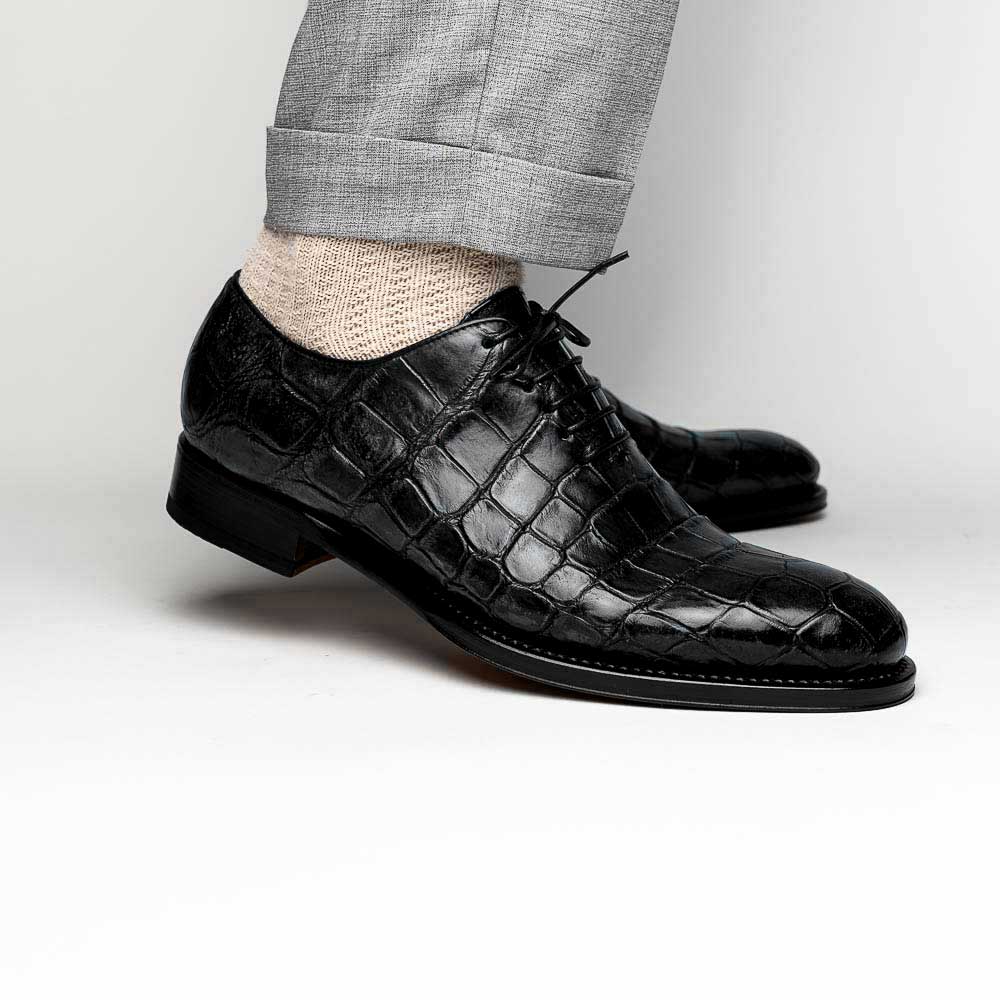 Caporicci 5952 Alligator Oxfords Black