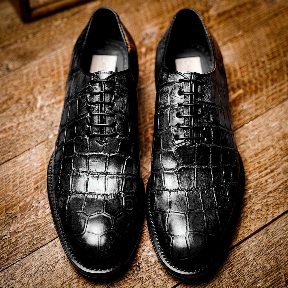 Caporicci 5952 Alligator Oxfords Black