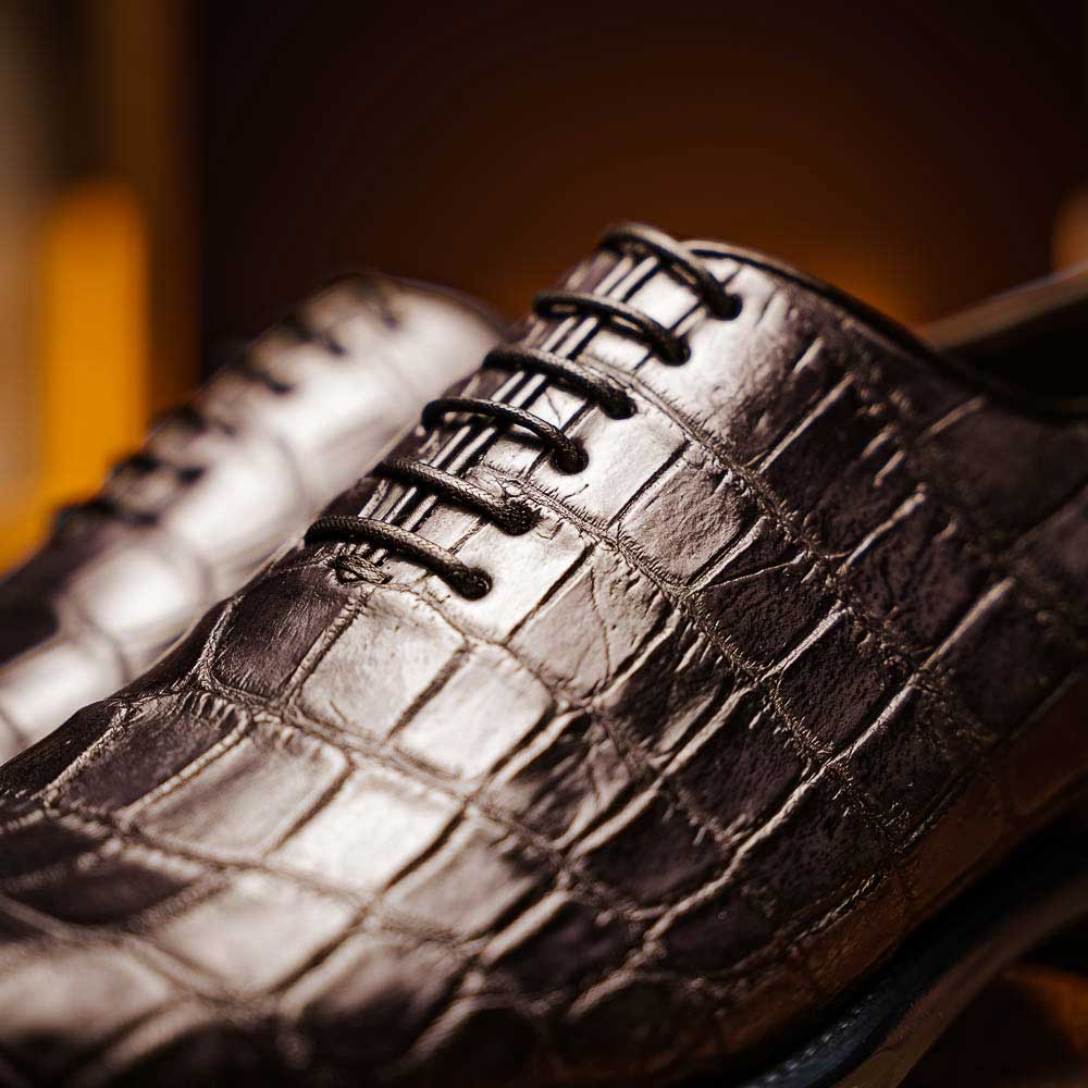 Caporicci 5952 Alligator Oxfords Dark Brown Size 9