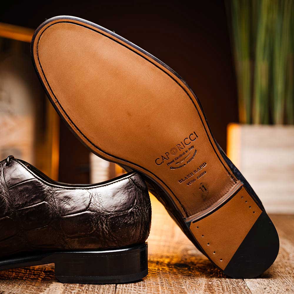 Caporicci 5952 Alligator Oxfords Dark Brown Size 9