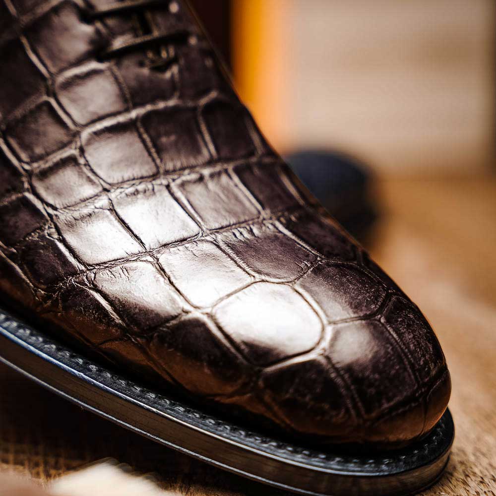 Caporicci 5952 Alligator Oxfords Dark Brown Size 9