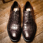 Caporicci 5952 Alligator Oxfords Dark Brown Size 9