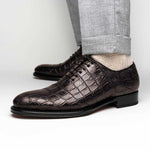 Caporicci 5952 Alligator Oxfords Dark Brown Size 9