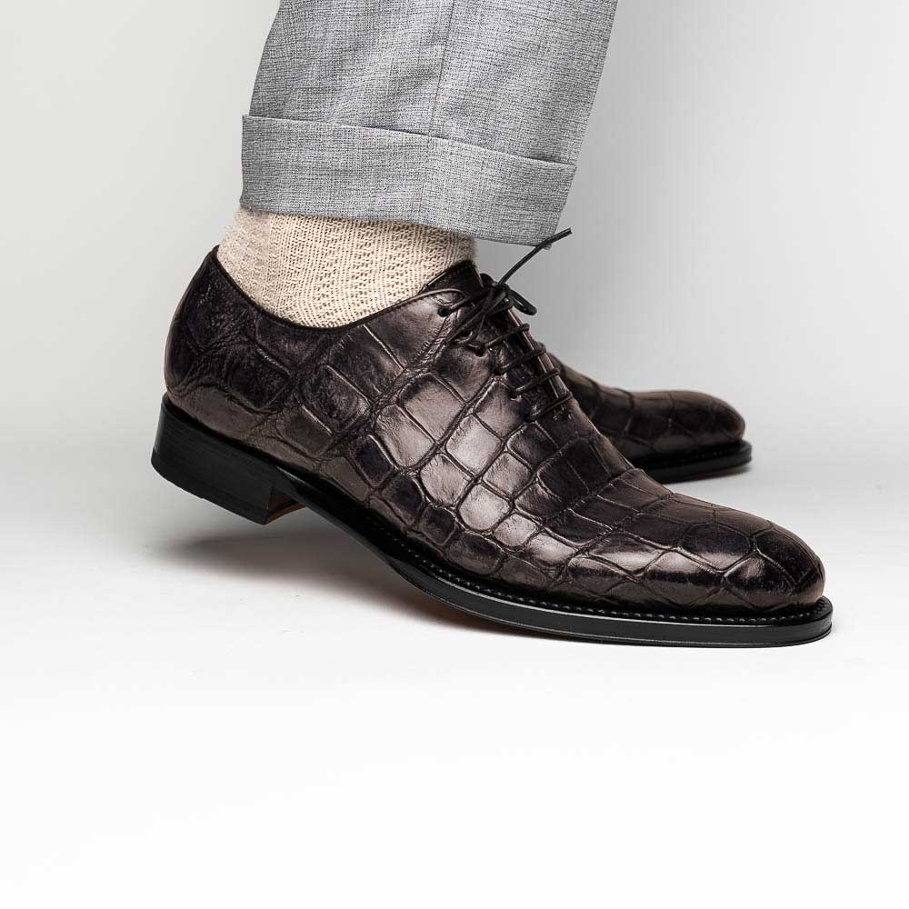 Caporicci 5952 Alligator Oxfords Dark Brown Size 9