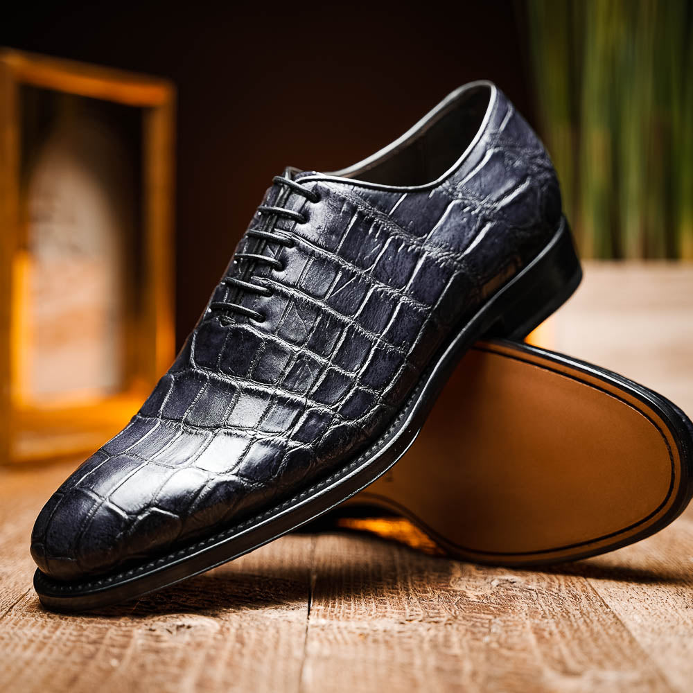 Caporicci 5952 Alligator Oxfords Grey | MensDesignerShoe.com
