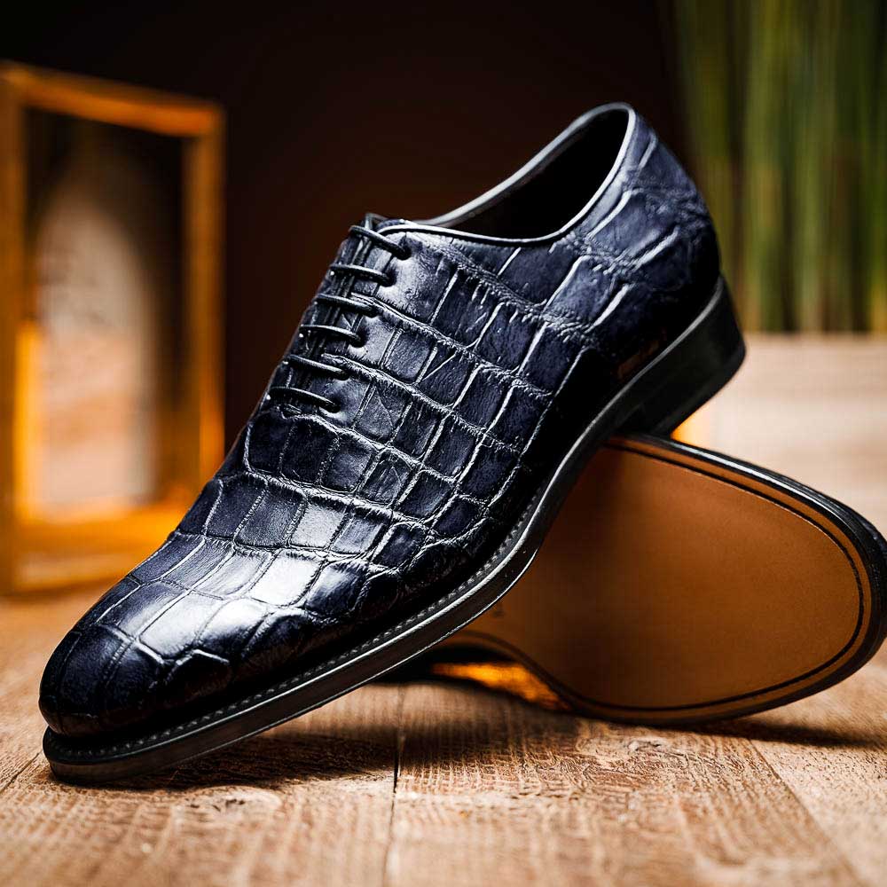 Caporicci 5952 Alligator Oxfords Navy Size 9.5