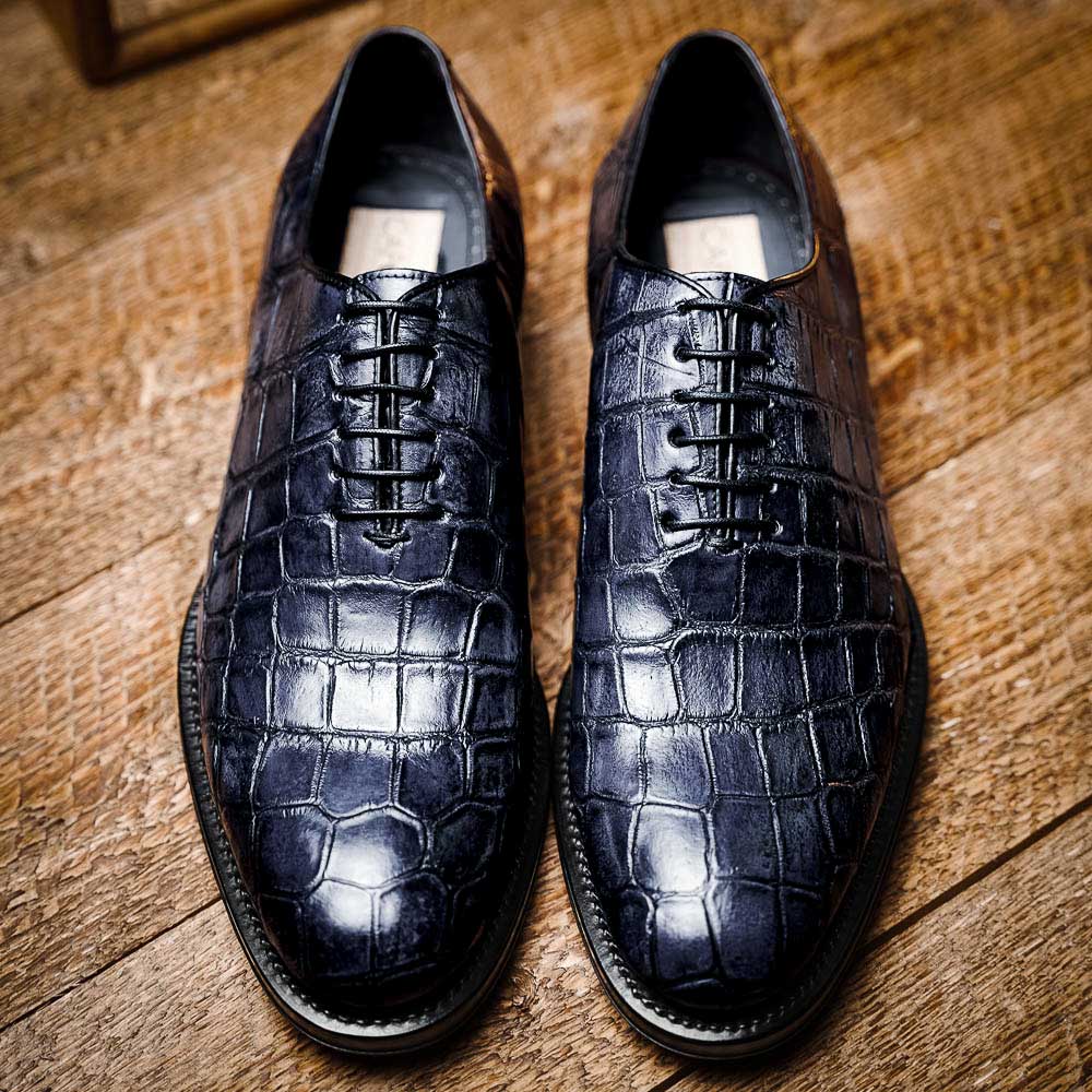 Caporicci 5952 Alligator Oxfords Navy Size 9.5