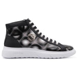 Harris Firenze 1913 Geometric Print Leather Ankle Boots Black